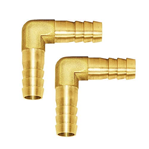Joywayus Hose Barb 1/4" Elbow Hose ID, 90 Degree L Right Angle Union Brass Fitting for Water/Fuel/Air (Pack of 2)