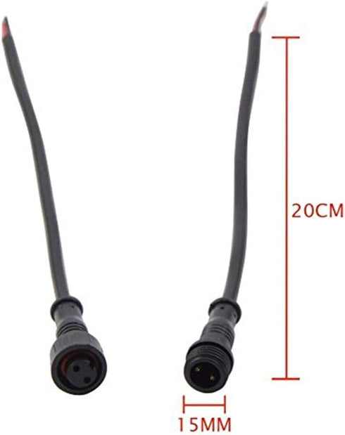 5Pairs 2pin Black Electrical Connector, LED Connector for LED Lights, 20cm Extension Cable, 0.3mm