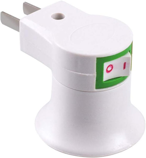 E27 Lamp Socket Adapter with Switch, Plastic Standard Screw-in Socket Outlet Converter (2 packs)