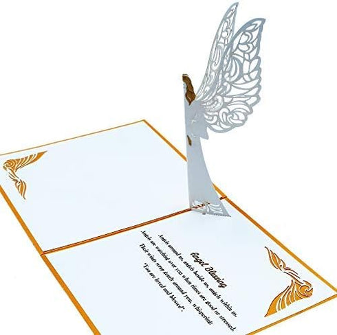 Dekali Designs Guardian Angel Pop Up Card, 3D Get Well Card, Funeral, Memorial, Christmas with Angel Blessing