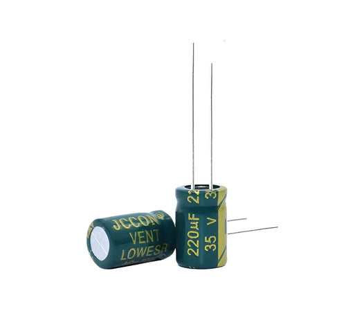 Laimiaoxian 10pcs 35V 220UF High Frequency Low Resistance Capacitors Long Life High Temperature Resistant Aluminum