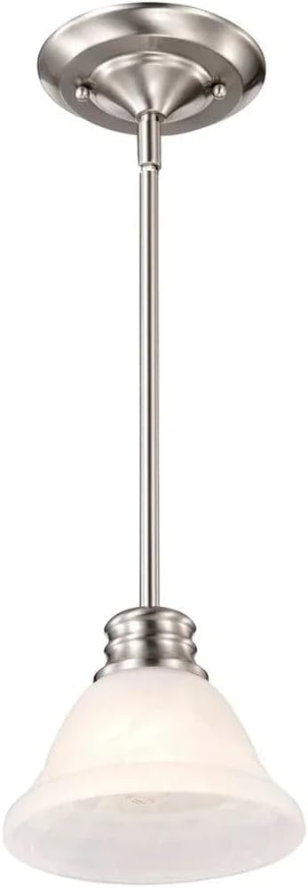 60/365 Nuvo Lighting Traditional One Light Mini Pendant from Empire Collection in Pwt, Nckl, B/S, Slvr. Finish