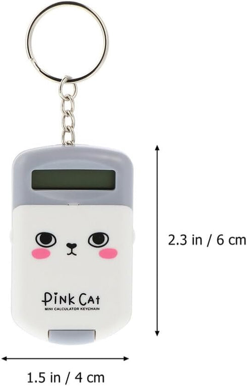 STOBOK Children Toys, 2Pcs Mini Cartoon Keychain Calculator, Electronic Pocket Calculator for Kids School Supplies.