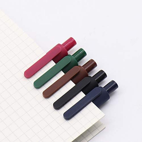 NINGSA Pure Retractable Gel Ink Pens, Retro Colored Ink, 0.5mm Extra Fine Point, 5-Pack