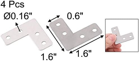 4 4 0.1cm 4 uxcell Stainless Steel Furniture Door Fixing Corner Brace Angle Bracket Shelf x x Pcs