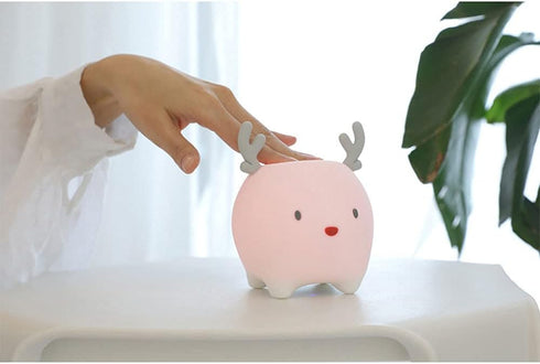 TTBDDDYH Touch Control Bedside Lamp, Moe Deer Shape Sensor Night Light, Creative Silicone LED Pat Pat Light, with USB