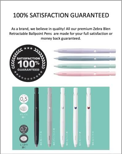 Zebra Blen Retractable Ballpoint Pen, Fine Point 0.5mm, 5 Standard Types, Sticky Notes Value Set