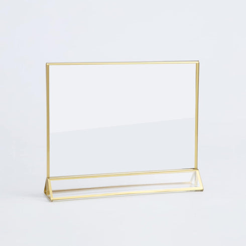 UNIQOOO Clear Acrylic Sign Holder with Golden Border, Pack of 6, 6x4", Double Side Frame, Landscape View