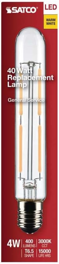 Satco 23170-4T6.5/LED/CL/930/120V/E17 Tubular Intermediate Screw Base Exit Light Bulb