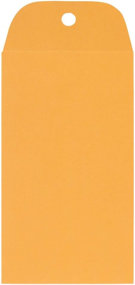 LUXPaper #5 1/2 Coin Envelopes, Clasp, 3 1/8" x 5 1/2", Golden Kraft, 50 Qty