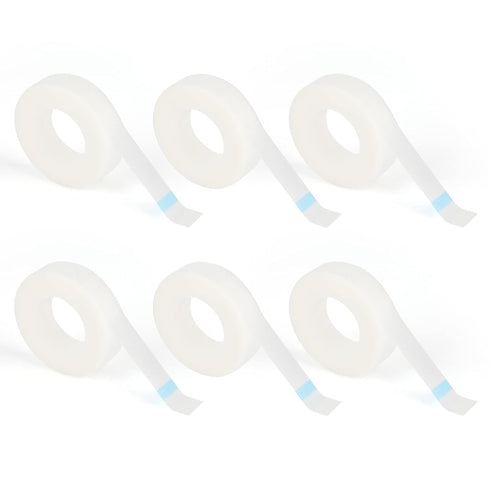 G2PLUS 6 Rolls PE Micropore Medical Tape Roll, 1/2'' x 59 Yards, Eyelash Tape for Extensions, Sensitive Skin