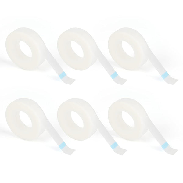 G2PLUS 6 Rolls PE Micropore Medical Tape Roll, 1/2'' x 59 Yards, Eyelash Tape for Extensions, Sensitive Skin