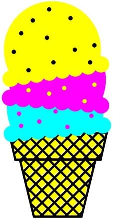 3dRose CMYK 12 Inch Cute Ice Cream Cone Vector Food Cartoon Ceramic Tile