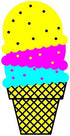 3dRose CMYK 12 Inch Cute Ice Cream Cone Vector Food Cartoon Ceramic Tile