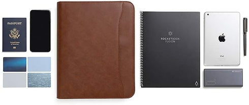 Forevermore Portfolios Portfolio Organizer - 3 Ring Binder with Notepad - 1.5 Inch Rings - Zippered Storage Pockets for