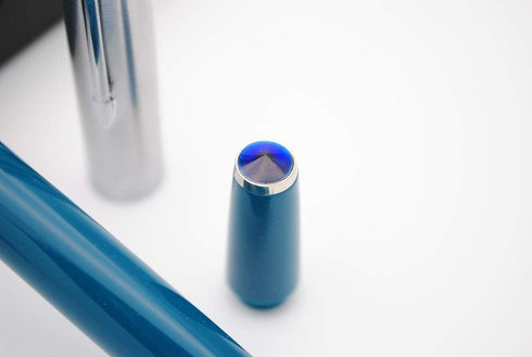 czxwyst 2019 New Version 601 Steel Cap Vacumatic Fountain Pen, Blue-Green with Ink Window