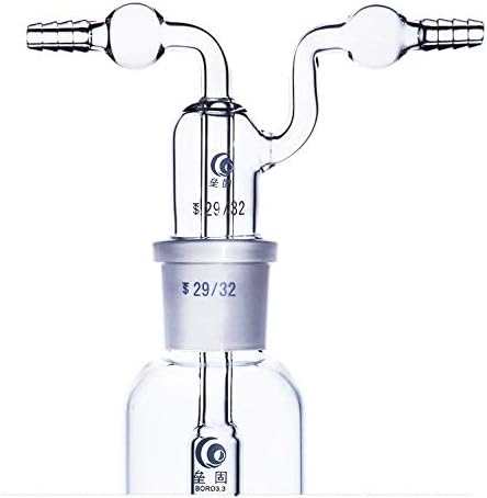 Lab Gas Washing Bottle Glass 500ML Vacuum Trap with Two Bend Tubes for Chemistry Lab Glassware Kit