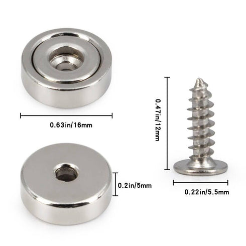DUGUJIUJIAN 0.63"*0.2" Countersunk Round Base Rare Earth Neodymium Pot Magnets,for Industrial Purposes Heavy Duty,Size