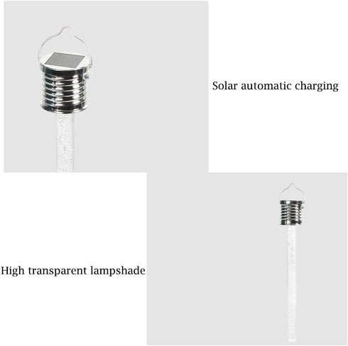 4 Pack 7 Solar Hanging Lights, Outdoor Solar Transparent Small Tube Light, Hanging LED Light with Color Auto-Changing
