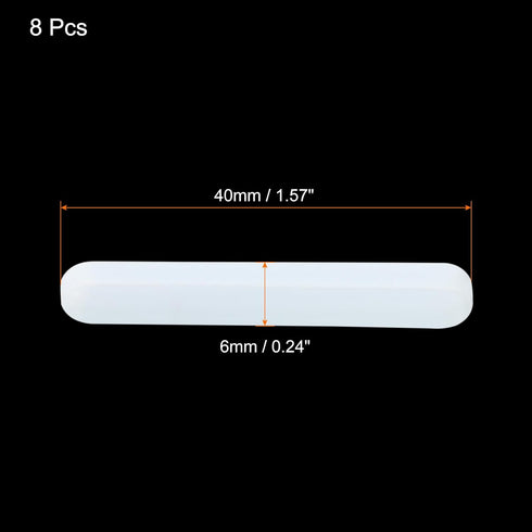 MECCANIXITY Magnetic Stirrer Mixer Stir Bar Rod 40mm/1.57" Cylinder Shape PTFE Coating Magnet White for Laboratory 8Pcs