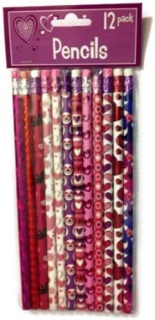Valentines Day Holiday Theme Pencils, 12 Pack - Varied Styles