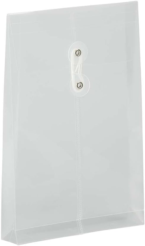 JAM PAPER Plastic Envelopes with Button & String Tie Closure, Clear