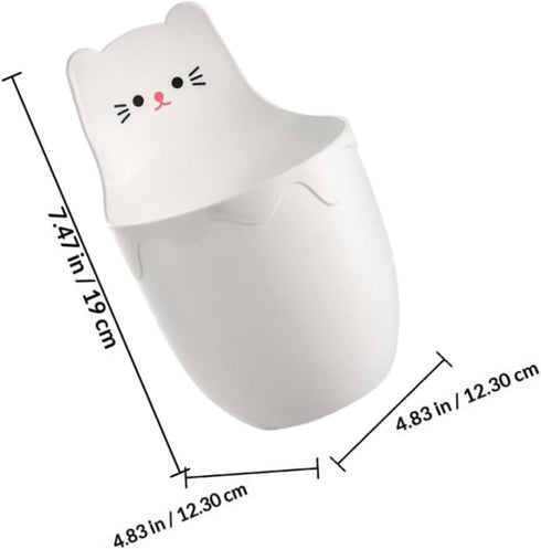VILLCASE Wall-mounted Desk Side Holder Pen Box with Cartoon Cat Pattern, White Multifunctional Hanging Organizer