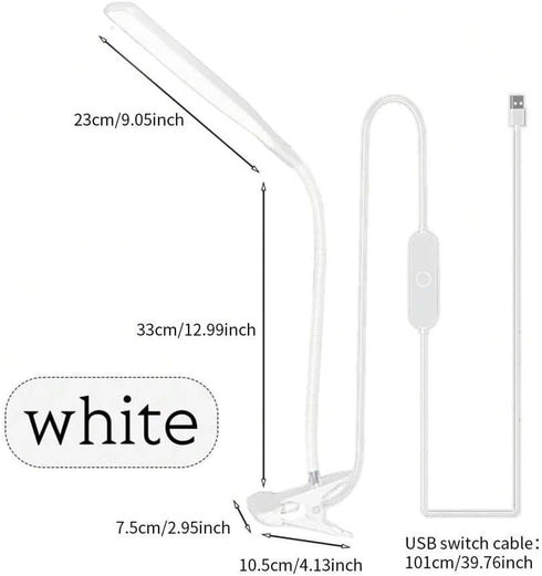 Generic LED Clamp Lamp, Flexible Gooseneck Clip-on Reading Light, USB Powered Eye-Caring Desk Lamp with On/Off Switch