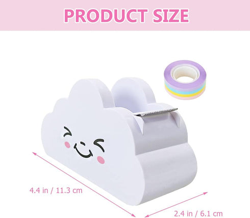 LUOZZY 2 PCS Cloud Tape Dispenser Desktop Tape Dispenser Cartoon Tape Cutter with Rainbow Tape Roll Dispenser Holder for Home Office Supplies by LUOZZY