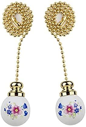 12 Inches 2pcs Ceiling Fan Pull Chain, Handle Ceramic Zipper Extension Chandelier Ceiling Fan Zipper