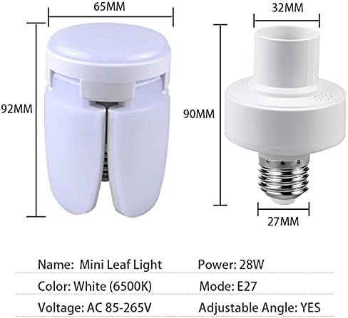 E27 Foldable LED Bulb, 28W Fan Blade Timing Lamp, AC85-265V, Remote Controller for Home Ceiling Light (Only Fan Bulb)