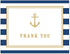 MyExpression.com 50 Pack Nautical Baby Shower Thank You Cards - in Navy Stripes with Gold Anchor
