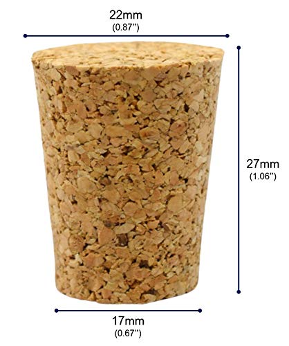 EISCO 10PK Cork Stoppers, Natural Bark Material, Tapered Shape, Size #8-17mm Bottom, 22mm Top, 27mm Length - Household