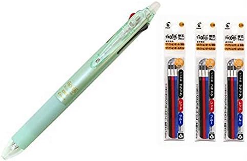 Pilot Erasable Ballpoint Pen Pearl Green 0.38mm with Refill Set, Black Blue Red, 3 Pack