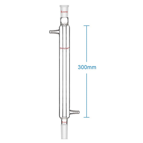 StonyLab Borosilicate Glass Liebig Condenser, 300 mm Jacket Length
