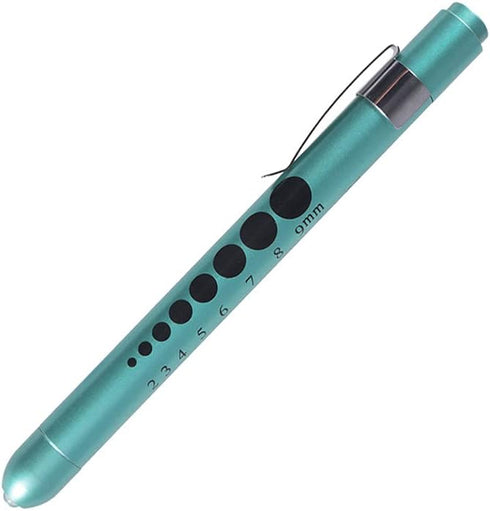 Aokin Medical Pen Light for Nurse Doctor, Reusable LED Flashlight with Pupil Gauge and Ruler, White Light, Teal