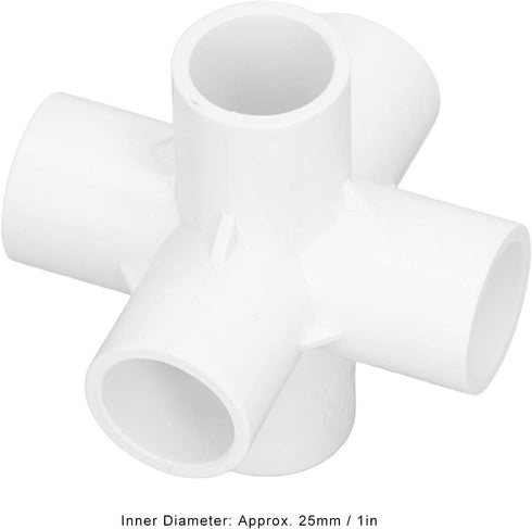 10PCS PVC Plastic Pipe Connector, 6 Way Elbow Fittings for 25mm Inner Diameter Pipe (White)