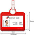 Badge Holder Silicone Horizontal ID Card Holder with Heavy Duty Lanyard Neck Strap for Offices Supplies (Red)