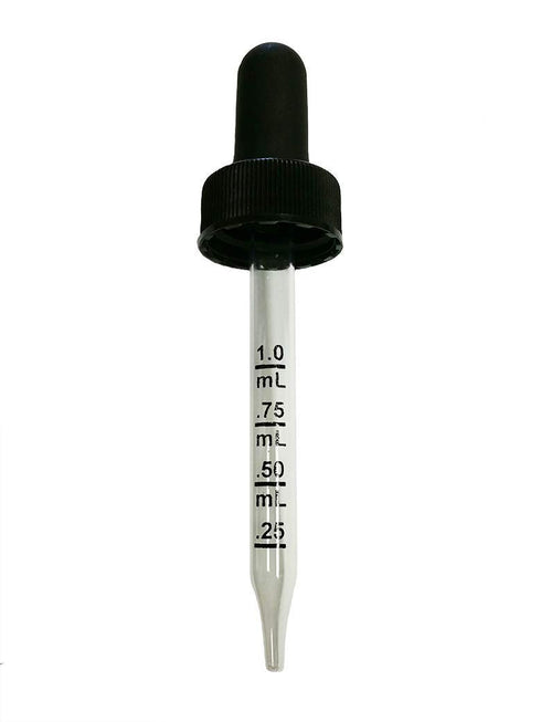 Calibrated Straight Tip Glass Droppers for 30ml Bottles, 1 Ounce, Black, 12 Pack