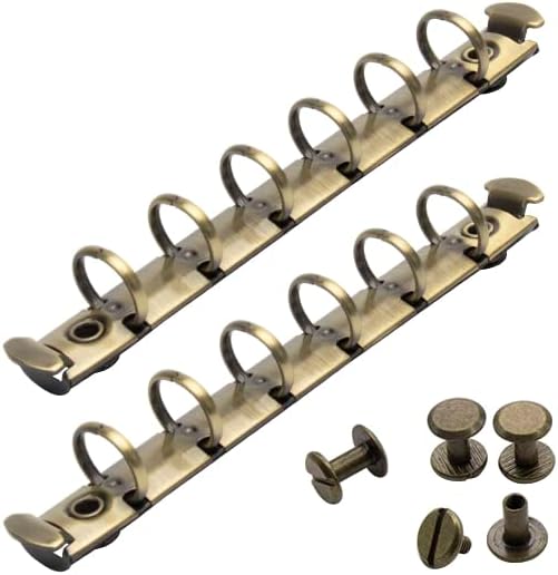 NatSumeBasics 2pcs A7 Binder Rings, Bronze Metallic Replacement for 6 Rings with Snap Split Hinged for Loose Leaf