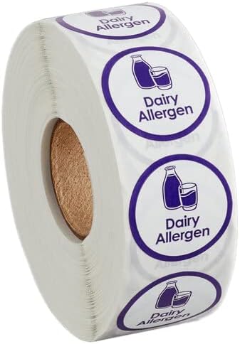 Kube with a K 1000 Stickers/Roll Dairy Allergen Permanent 1 Inch Label Sticker
