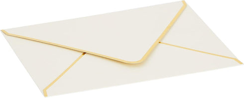 Juvale 50 Pack 5x7 Ivory Envelopes for Wedding Invitations, A7 Size with Gold Foil Edges for Bridal Shower