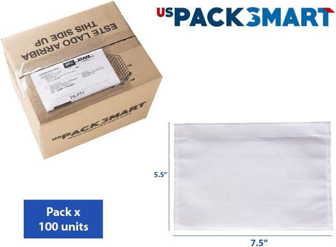 USPACKSMART 100 Units Clear Packing List Shipping Label Envelopes 7.5"x5.5" - Heavy Duty Adhesive for Labels, Invoices