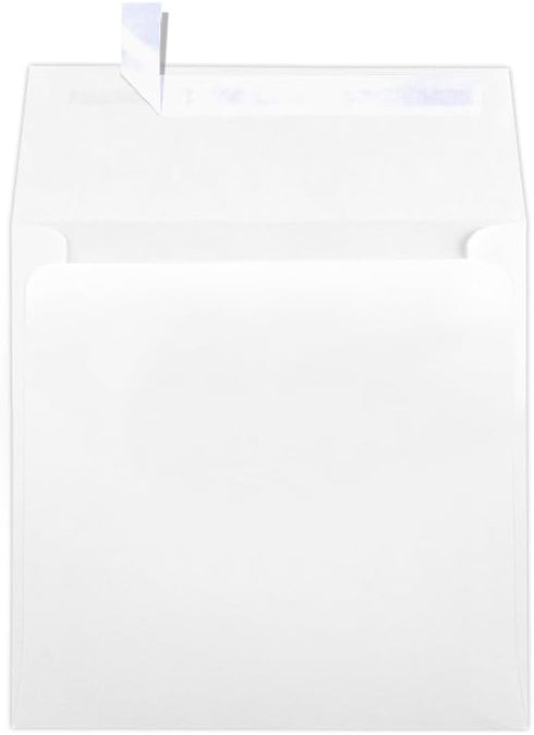 LUXPaper 6" x 6" Square Invitation Envelopes | 250 Qty | Bright White | Peel & Press | 70lb. Text