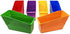 Podzly Vertical File Organizer, 6-Pack Multicolor Bins with Handle for Book, Folder, File, Binder, and Magazine Storage