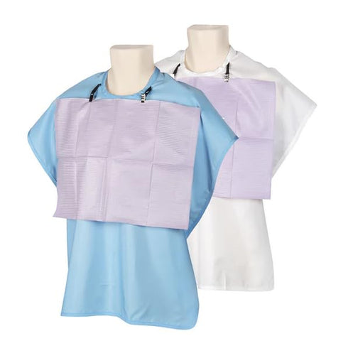 AmeriCan Goods 2/Pk 27" 30" Dental Patient Barrier Apron White Poliester Apro with Holder Clips for Bibs Ankle Length W