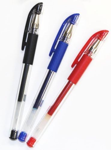 Uni-ball signo Retractable Gel Pens - 0.38mm Ultra Micro Point, Rubber Grip - Value Set of 3 Ink Pens (Black, Blue, Red)