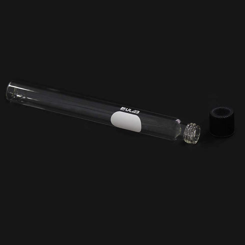 ULAB 30ml Test Tubes with Black Screw Caps, Dia.20x150mm, Marking Area, Pack of 12, Borosilicate Glass, UTT1014