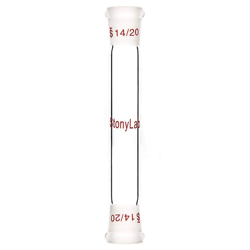 stonylab Glass Connecting Adapter, Borosilicate Glass 90mm for Two 14/20 Ground Outer Standard Taper Joints Lab Supply