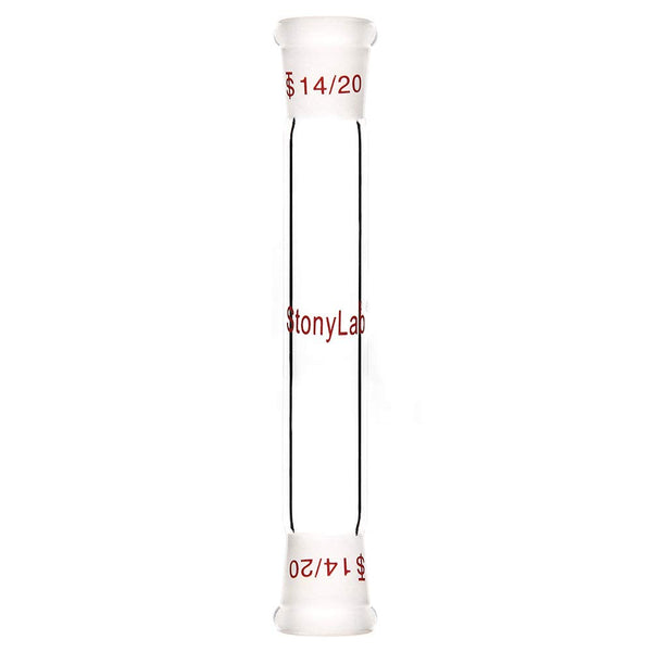 stonylab Glass Connecting Adapter, Borosilicate Glass 90mm for Two 14/20 Ground Outer Standard Taper Joints Lab Supply